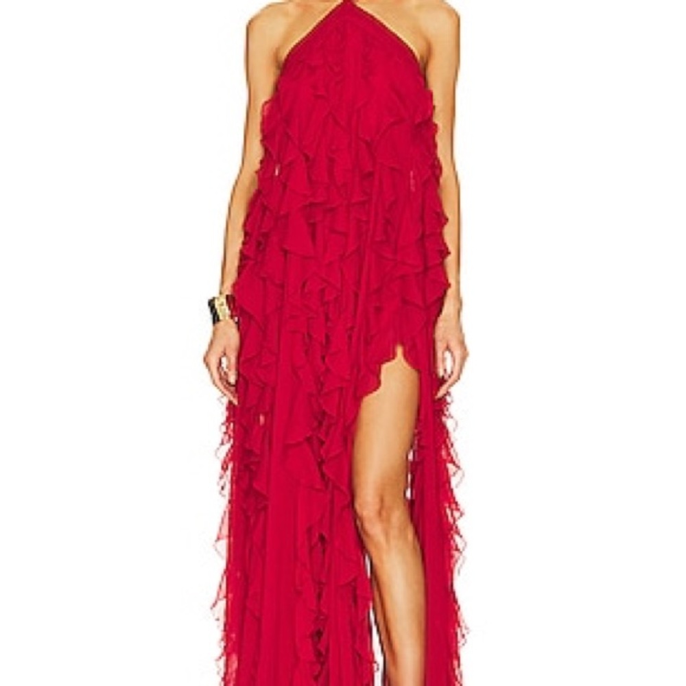 PatBO Vibrant Red Ruffled Maxi Dress size 4 New w tags - Picture 3 of 7